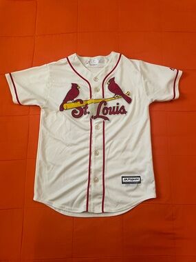 St. Louis Cardinals Jersey Youth Medium Adam Wainwright #50 Equifax cream
